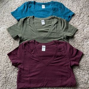 PINK V-neck T-shirts Size Small